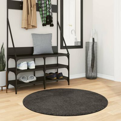 vidaXL Tapis ISTAN à poils longs aspect brillant anthracite Ø 100 cm