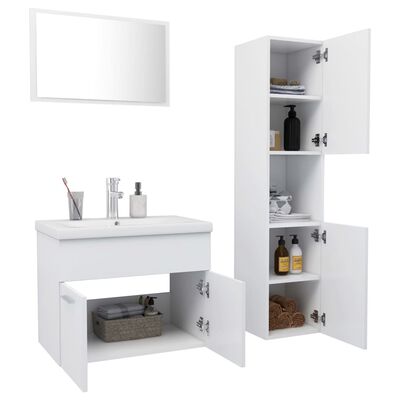 vidaXL Ensemble de meubles de salle de bain Blanc Aggloméré