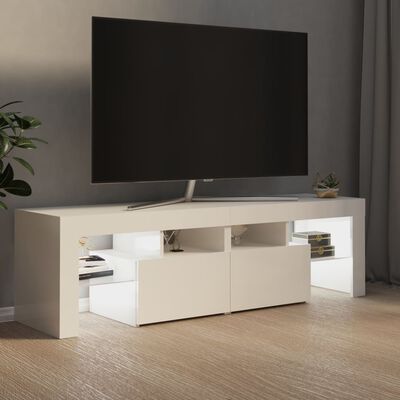 vidaXL Meuble TV avec lumières LED Blanc brillant 140x36,5x40 cm