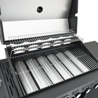 vidaXL Barbecue gril à gaz avec 7 brûleurs noir acier enduit de poudre