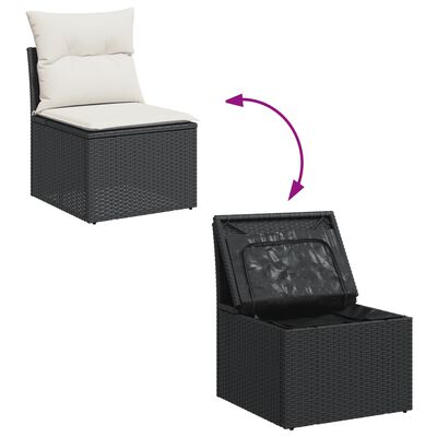 vidaXL Salon de jardin 10 pcs avec coussins noir résine tressée