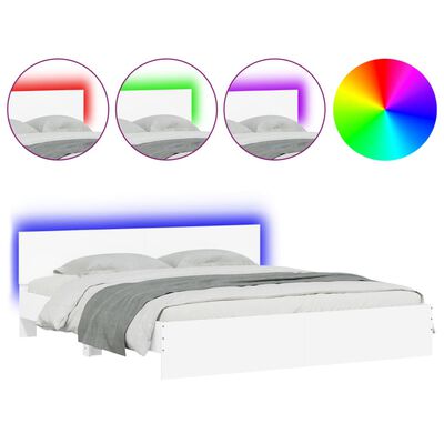 vidaXL Cadre de lit avec LED sans matelas blanc 200x200 cm