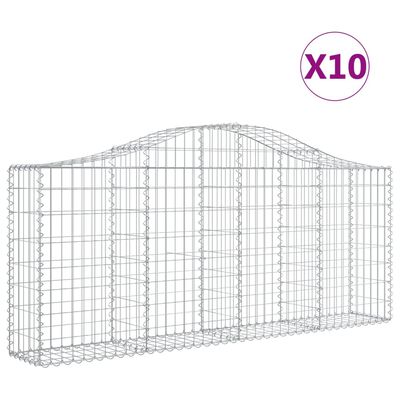 vidaXL Paniers à gabions arqués 10 pcs 200x30x80/100 cm Fer galvanisé