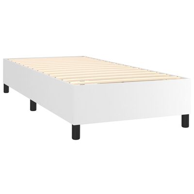 vidaXL Sommier à lattes de lit avec matelas Blanc 90x200 cm Similicuir