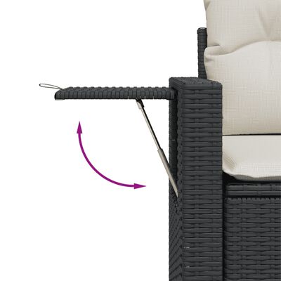 vidaXL Salon de jardin 7 pcs avec coussins noir résine tressée