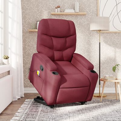 vidaXL Fauteuil inclinable de massage Rouge bordeaux Tissu