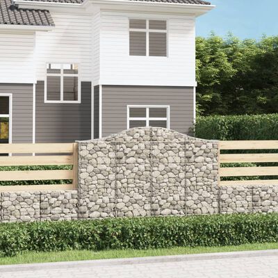 vidaXL Paniers à gabions arqués 3 pcs 200x30x140/160 cm Fer galvanisé