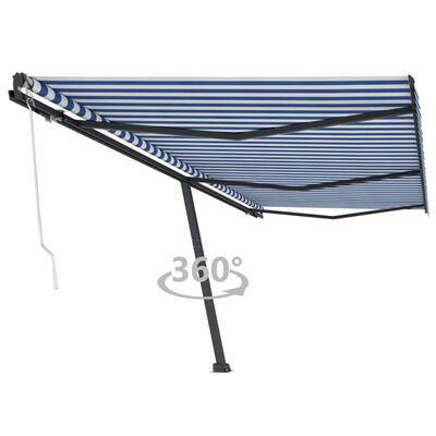 vidaXL Auvent automatique sur pied 600x300 cm Bleu/Blanc