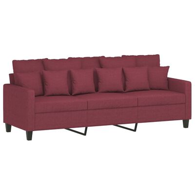 vidaXL Ensemble de canapés 4 pcs avec coussins rouge bordeaux tissu