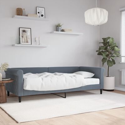 vidaXL Lit de jour avec matelas gris foncé 90x200 cm velours