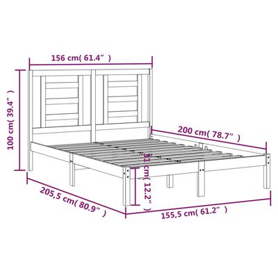 vidaXL Cadre de lit Blanc Bois de pin massif 150x200 cm Très grand