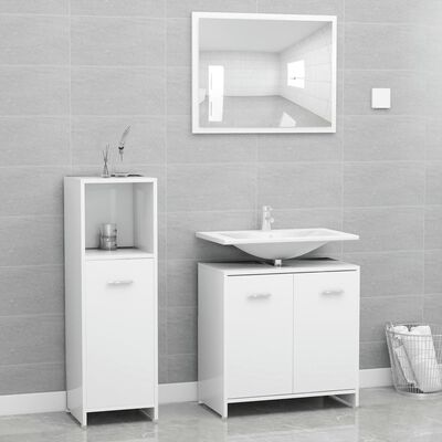 vidaXL Ensemble de meubles de salle de bain 3pcs Blanc Bois ingénierie