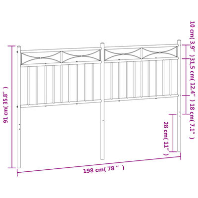 vidaXL Tête de lit métal noir 193 cm