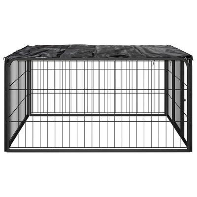 vidaXL Parc pour chien 4 panneaux Noir 100x50cm Acier enduit de poudre