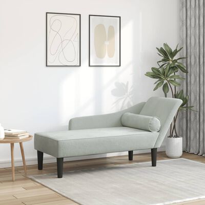 vidaXL Chaise longue avec coussins gris clair velours