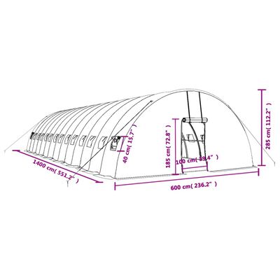 vidaXL Serre avec cadre en acier vert 84 m² 14x6x2,85 m