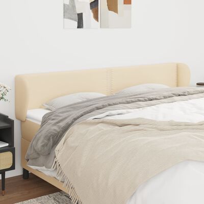 vidaXL Tête de lit avec oreilles Crème 163x23x78/88 cm Tissu