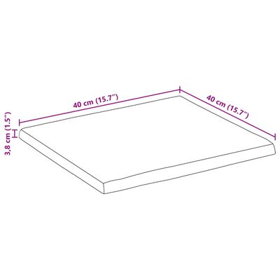 vidaXL Dessus de table 40x40x3,8 cm bord vivant bois massif manguier