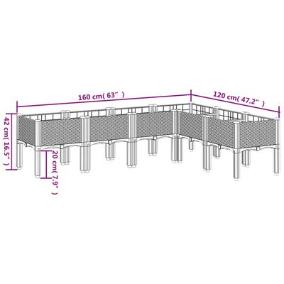 vidaXL Jardinière avec pieds blanc 160x120x42 cm PP