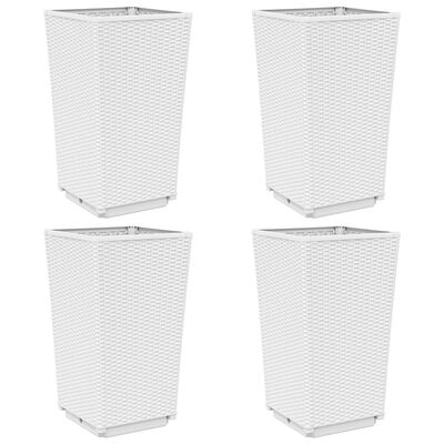 vidaXL Jardinières 4 pcs blanc 32,5x32,5x57 cm polypropylène