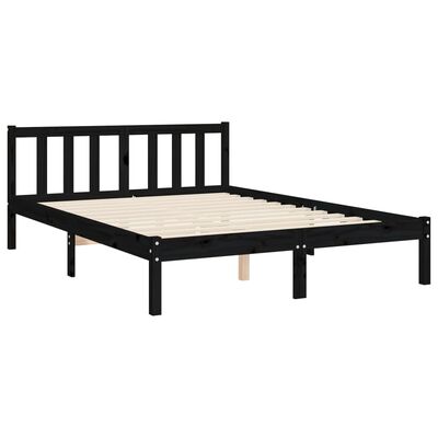 vidaXL Cadre de lit sans matelas noir 140x190 cm bois de pin massif