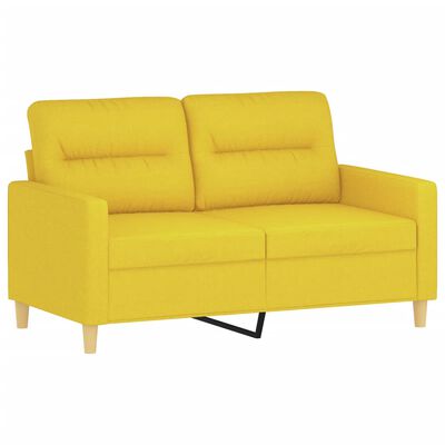 vidaXL Ensemble de canapés 3 pcs avec coussins jaune clair tissu