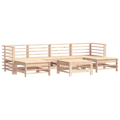 vidaXL Salon de jardin 7 pcs avec coussins bois massif