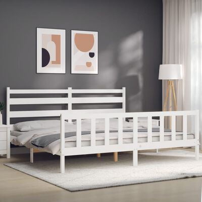 vidaXL Cadre de lit sans matelas blanc bois de pin massif