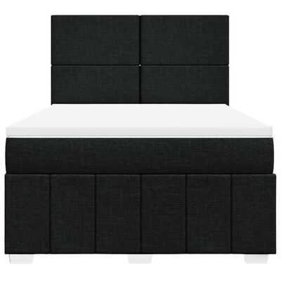 vidaXL Sommier à lattes de lit avec matelas Noir 140x200 cm Tissu