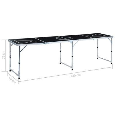 vidaXL Table de bière-pong pliable 240 cm Noir