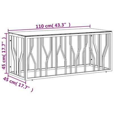 vidaXL Table basse 110x45x45 cm acier inoxydable et verre