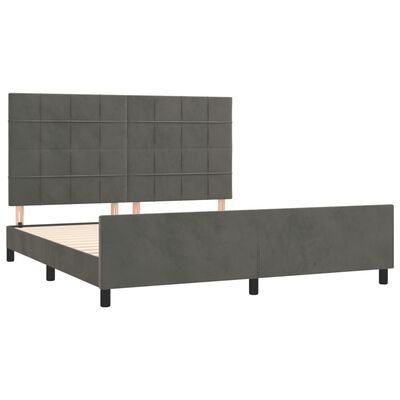 vidaXL Cadre de lit avec tête de lit Gris foncé 160x200 cm Velours