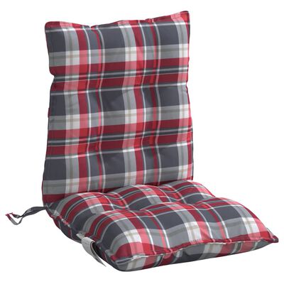 vidaXL Coussins de chaise à dossier bas lot de 4 motif carreaux rouge