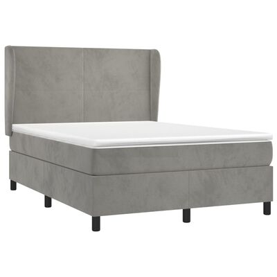 vidaXL Sommier à lattes de lit et matelas Gris clair 140x190cm Velours