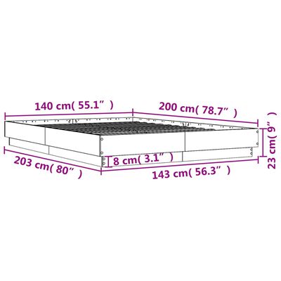 vidaXL Cadre de lit chêne sonoma 140x200 cm bois d'ingénierie