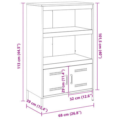 vidaXL Buffet haut blanc 68x39x113 cm acier