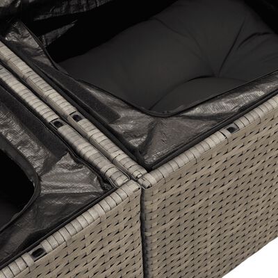 vidaXL Salon de jardin 8 pcs avec coussins gris résine tressée