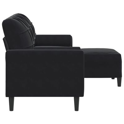 vidaXL Canapé à 3 places avec repose-pieds Noir 180 cm Velours