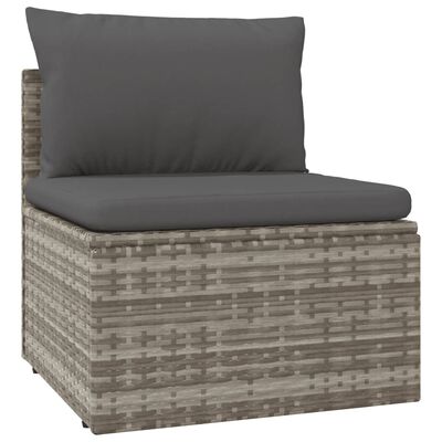 vidaXL Salon de jardin 11 pcs avec coussins Gris Résine tressée