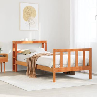 vidaXL Cadre de lit avec tête de lit sans matelas cire marron 75x190cm