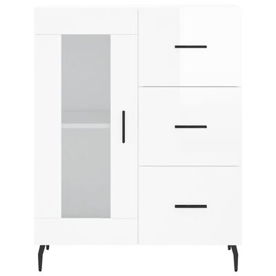 vidaXL Buffet haut Blanc brillant 69,5x34x180 cm Bois d'ingénierie