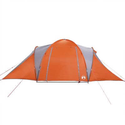 vidaXL Tente familiale à dôme 6 personnes gris et orange imperméable