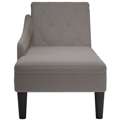 vidaXL Fauteuil long avec coussin et accoudoir droit taupe tissu