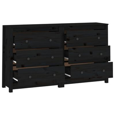 vidaXL Buffet Noir 140x35x80 cm Bois massif de pin