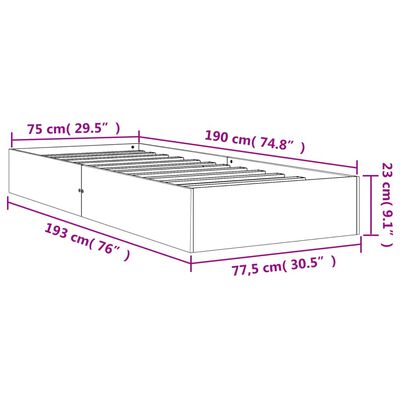 vidaXL Cadre de lit sans matelas cire marron 75x190 cm bois pin massif