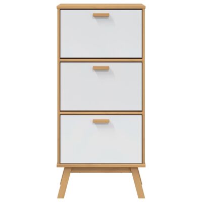 vidaXL Armoire à chaussures OLDEN blanc et marron bois massif de pin