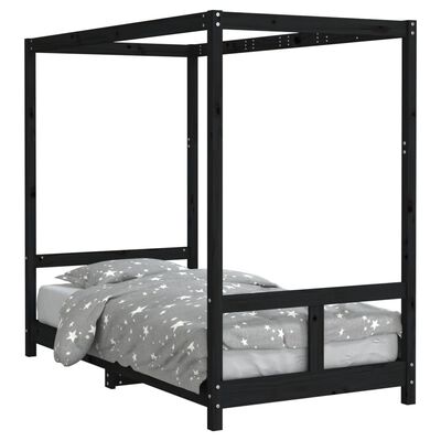 vidaXL Cadre de lit pour enfant noir 80x160 cm bois de pin massif