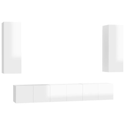 vidaXL Ensemble de meubles TV 5 pcs Blanc brillant Bois d'ingénierie