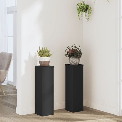 vidaXL Supports pour plantes 2 pcs noir 17x17x60 cm bois d'ingénierie