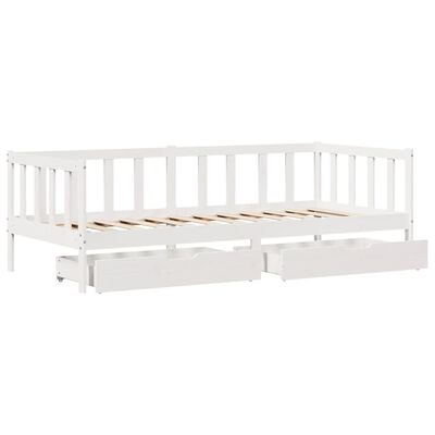 vidaXL Lit de jour avec tiroirs blanc 90x190 cm bois de pin massif